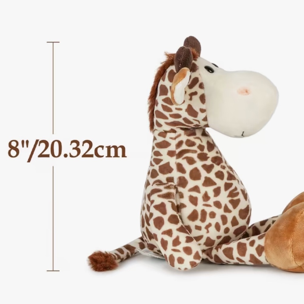 Sit Upright Giraffe Plush Toy in Brown and Cream with Bean Bag to sit upright 8” - Picture 3 of 12